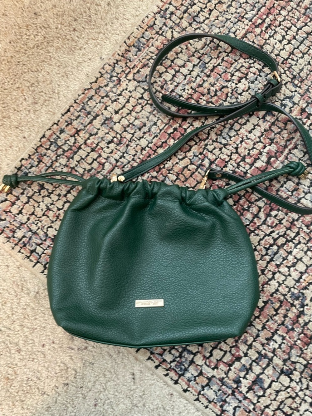 Anthropologie Mali & Lili Green Drawstring convertible Crossbody Bag